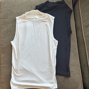 one Set up size Small. Staple Ribbed Mock Neck Tank Tops - Black and Ivory